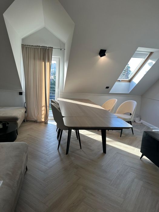 Drewniany jasny zabielany rozkładany stół 180x95 cm + 2x50 cm