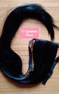 Rabo-de-cavalo extensão cabelo preto.