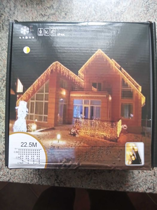 Lampki zewnętrzne sople 500 led 22,5 m.