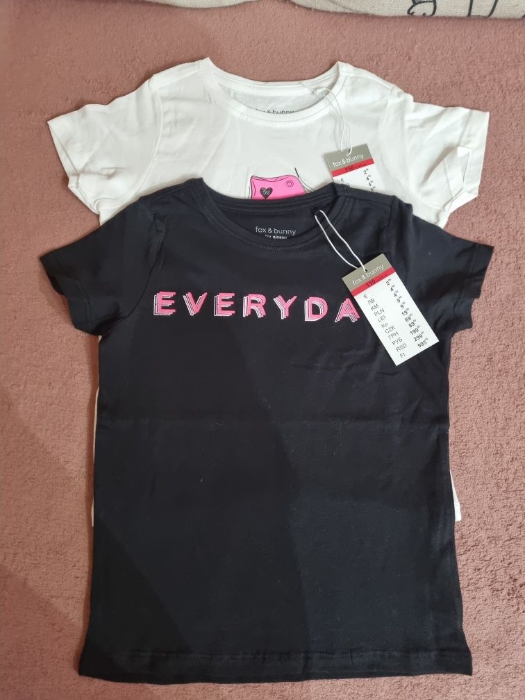 Dwa śliczne nowe t-shirty koszulki dla dziewczynki Sinsay roz.110