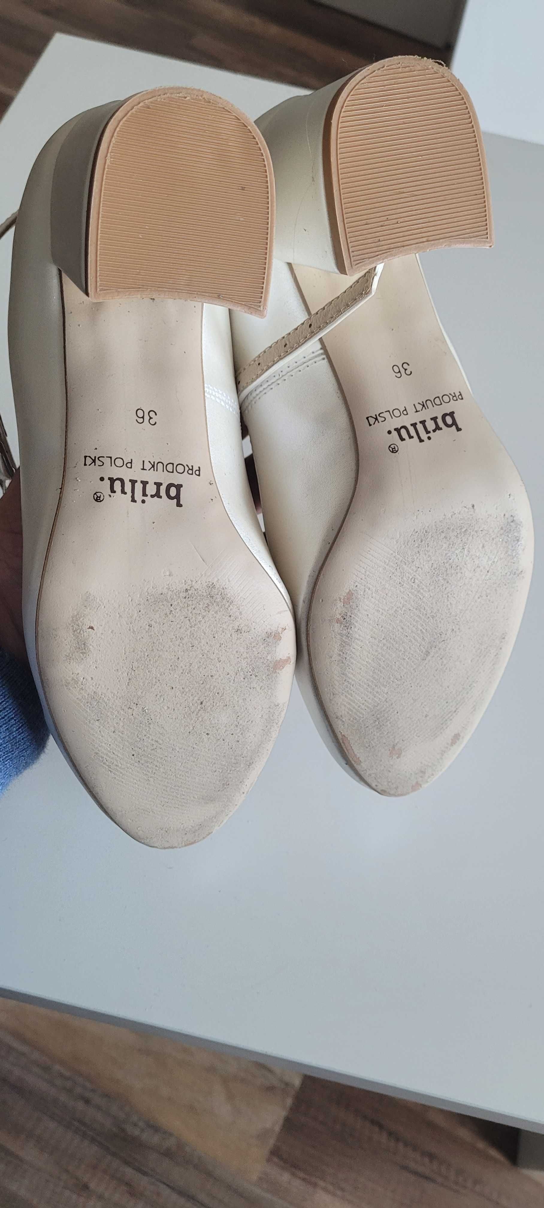 Buty ślubne perłowe czułenka Brilu ivory rozmiar 36