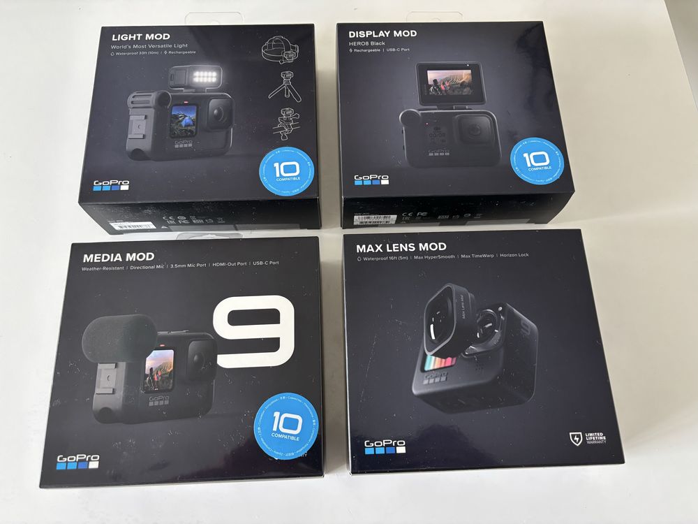 GoPro Media Mod, Display Mod, Max Leans Mod i Light Mod do GP 9-12