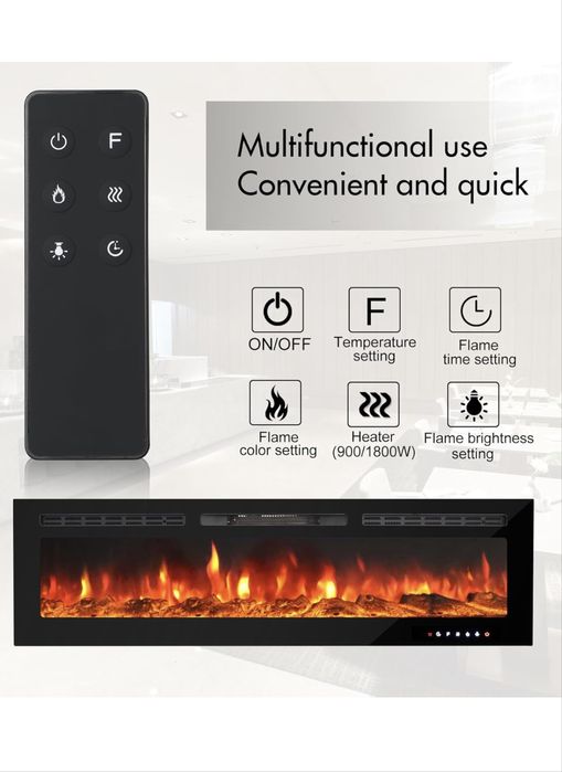 Kominek ścienny LED ogrzewanie elektryczne