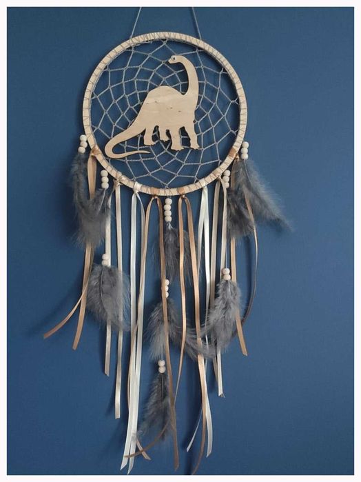 Łapacz snów dinozaur 25 cm szydełko rekodzieło