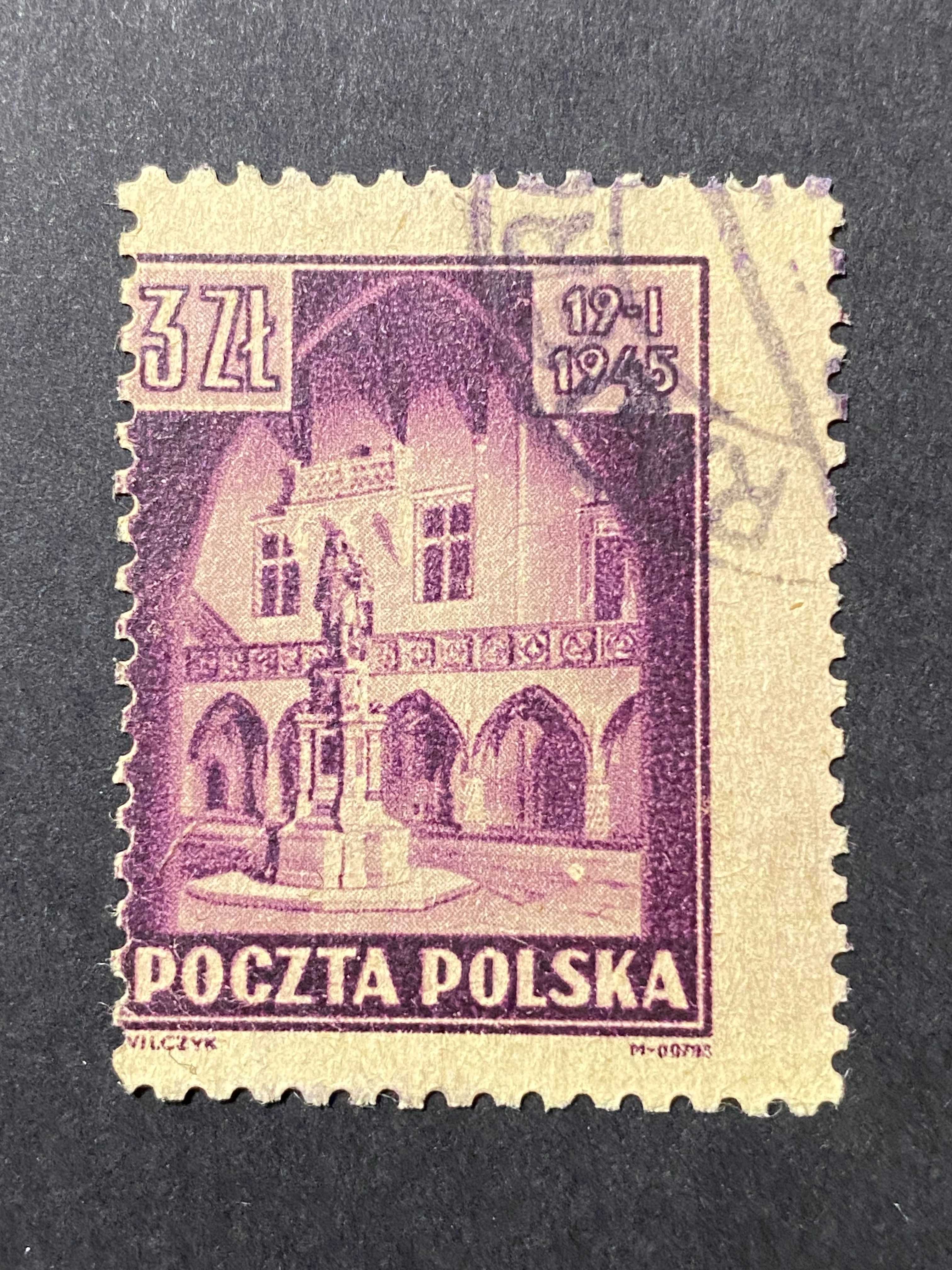 Znaczek Polska Fi 365 błąd B1 Zabytki Krakowa 1945r