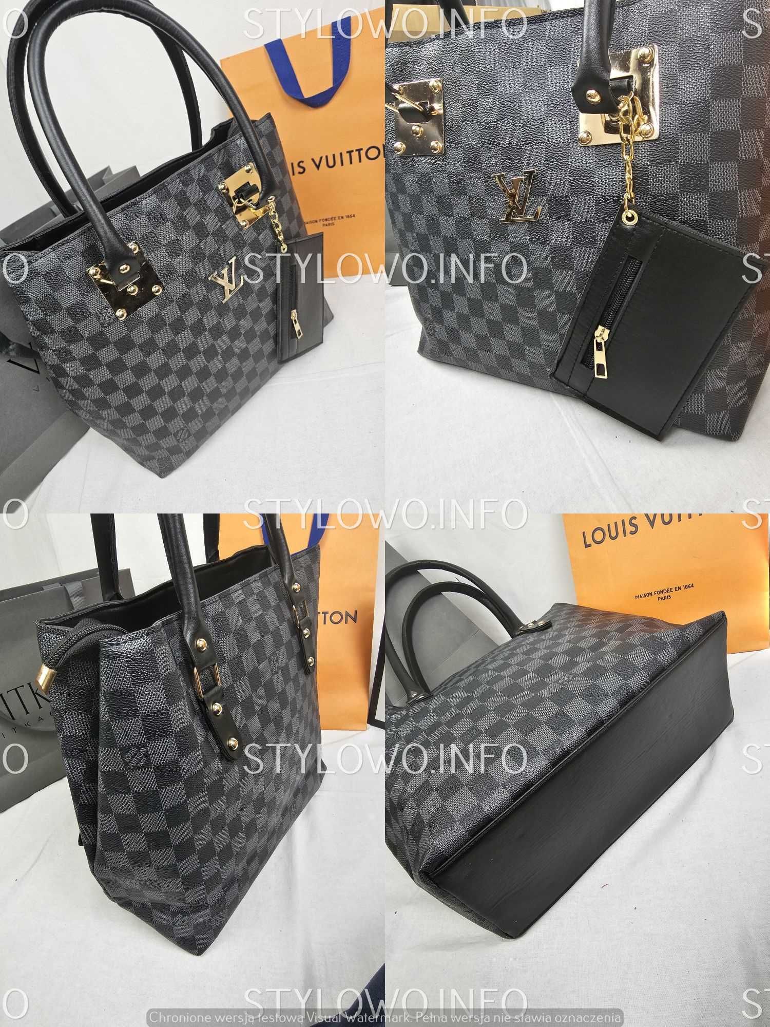 Torba z saszetka Louis Vuitton czarna kratka nowość hit