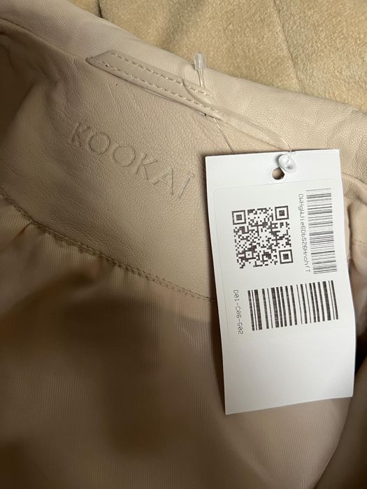 KOOKAI Damska Skórzana Kurtka Bomberka Ciepła Wygodna Biała Rozmiar 42