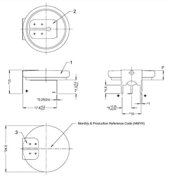 Pilha/Bateria De Lítio CR2450 3V com 3 pinos verticais / CR2450PCB3