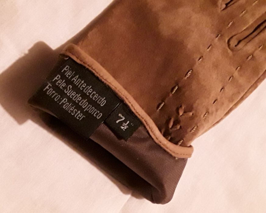 Par de luvas Senhora tipo camurça, tamanho 7,5