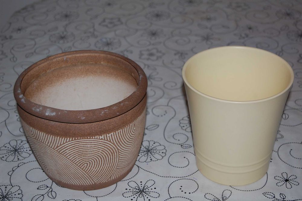 Doniczka ceramiczna i osłonka - zestaw