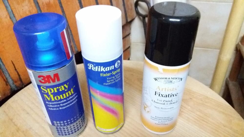 Latas e Tinta, cola e spray fixador