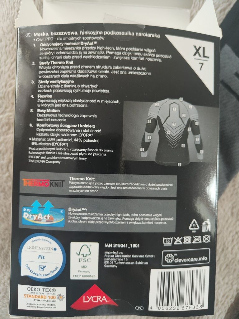 Podkoszulka męska narciarska bezszwowa funkcyjna crivit pro