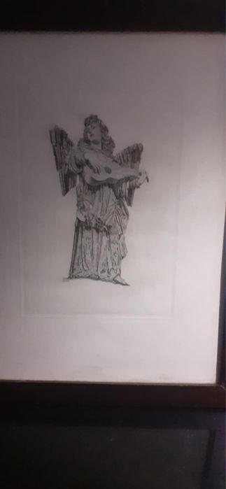 Quadro de uma gravura de um anjo