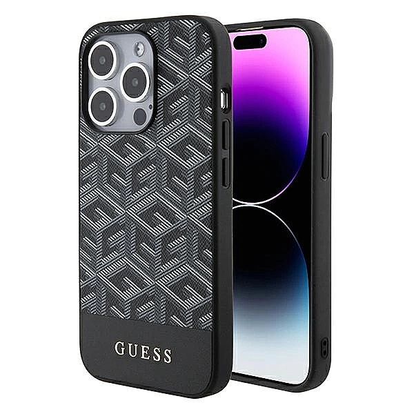 Etui Guess GCube Stripes MagSafe na iPhone 15 Pro Max - czarne