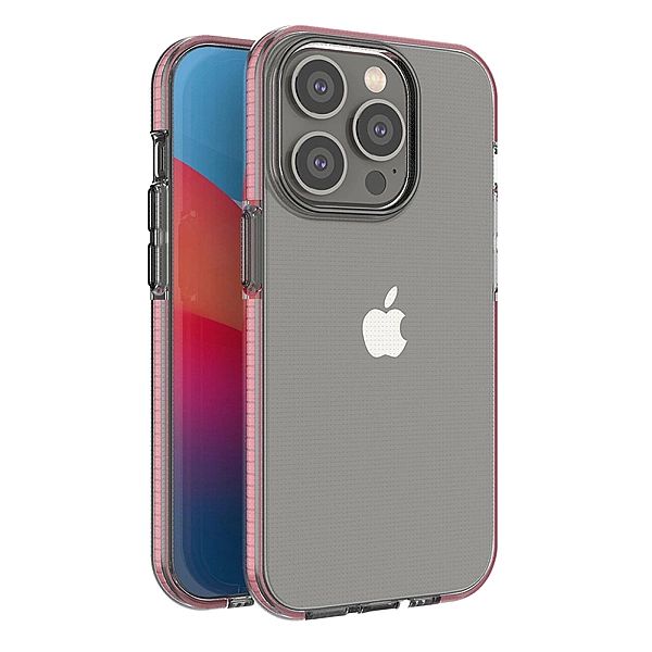 Spring Case etui iPhone 14 Pro silikonowy pokrowiec z ramką jasnoróżow