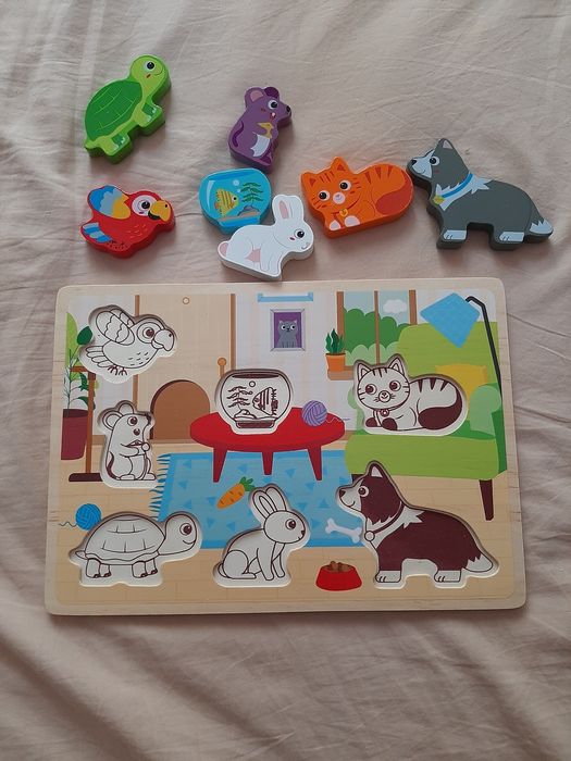 Układanka drewniana zwierzęta