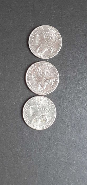 trzy  monety 25 centów  USA / z 1976  roku/ tzw. dobosz /unikalne