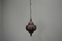 Lampa zdobiona Indyjska Ażurowa wisząca metalowa dekoracja BGM24.pl