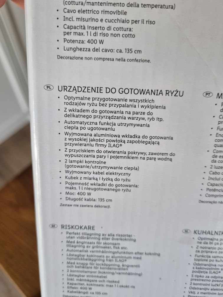 Nowy silvercrest ricecooker parowar do gotowania ryżu, warzyw i ryb