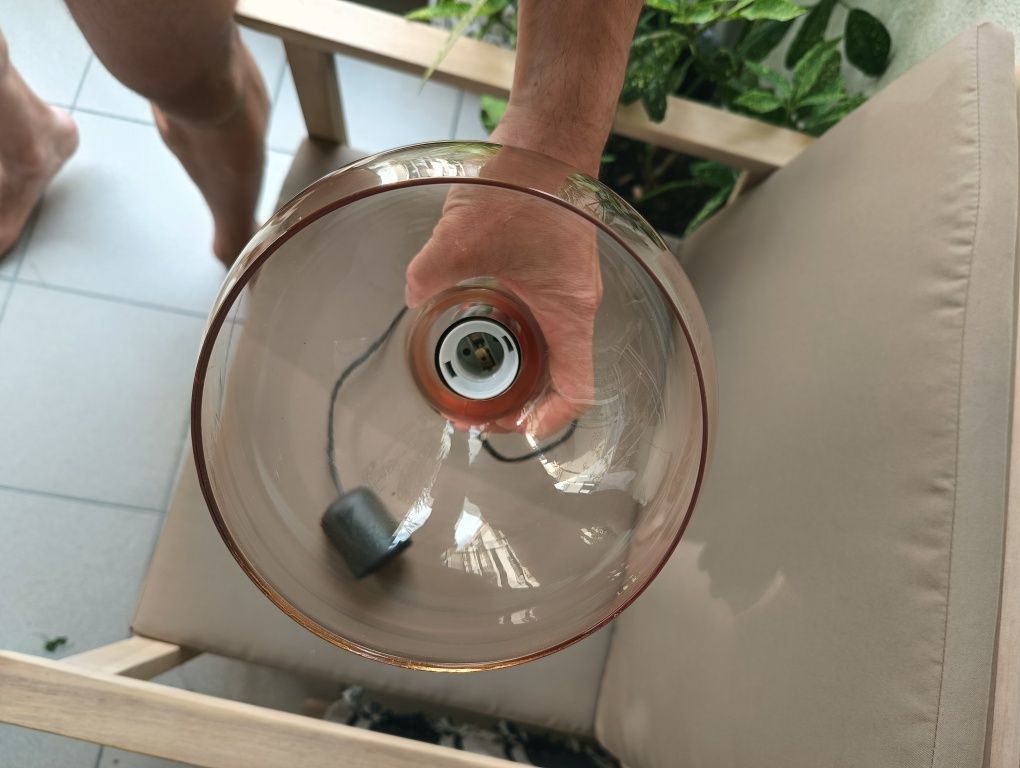 Lampa sufitowa Klosz szklany żyrandol wiszący E27  Black end white