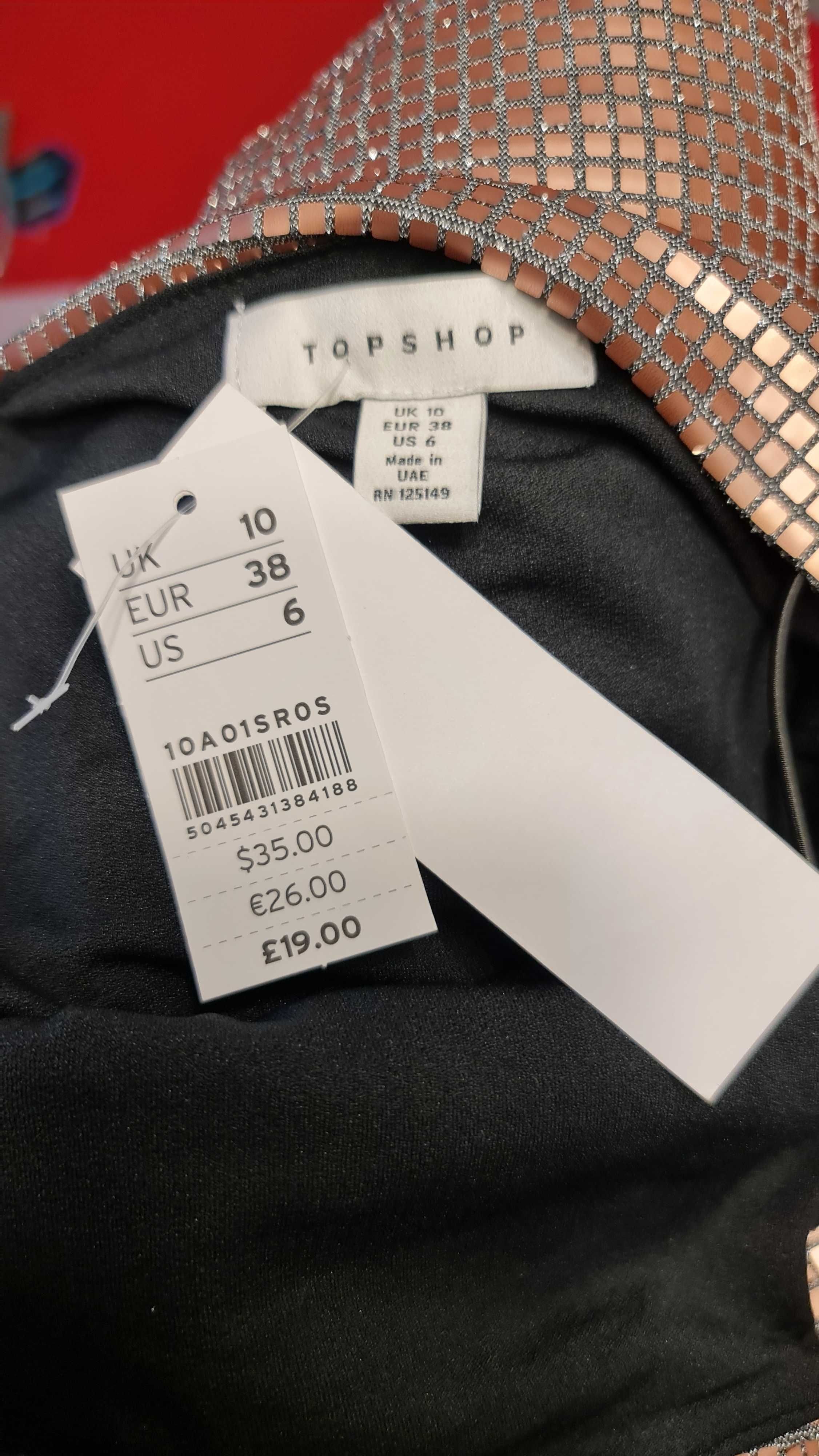 823a TOPSHOP Sukienka z dżetami roz.38