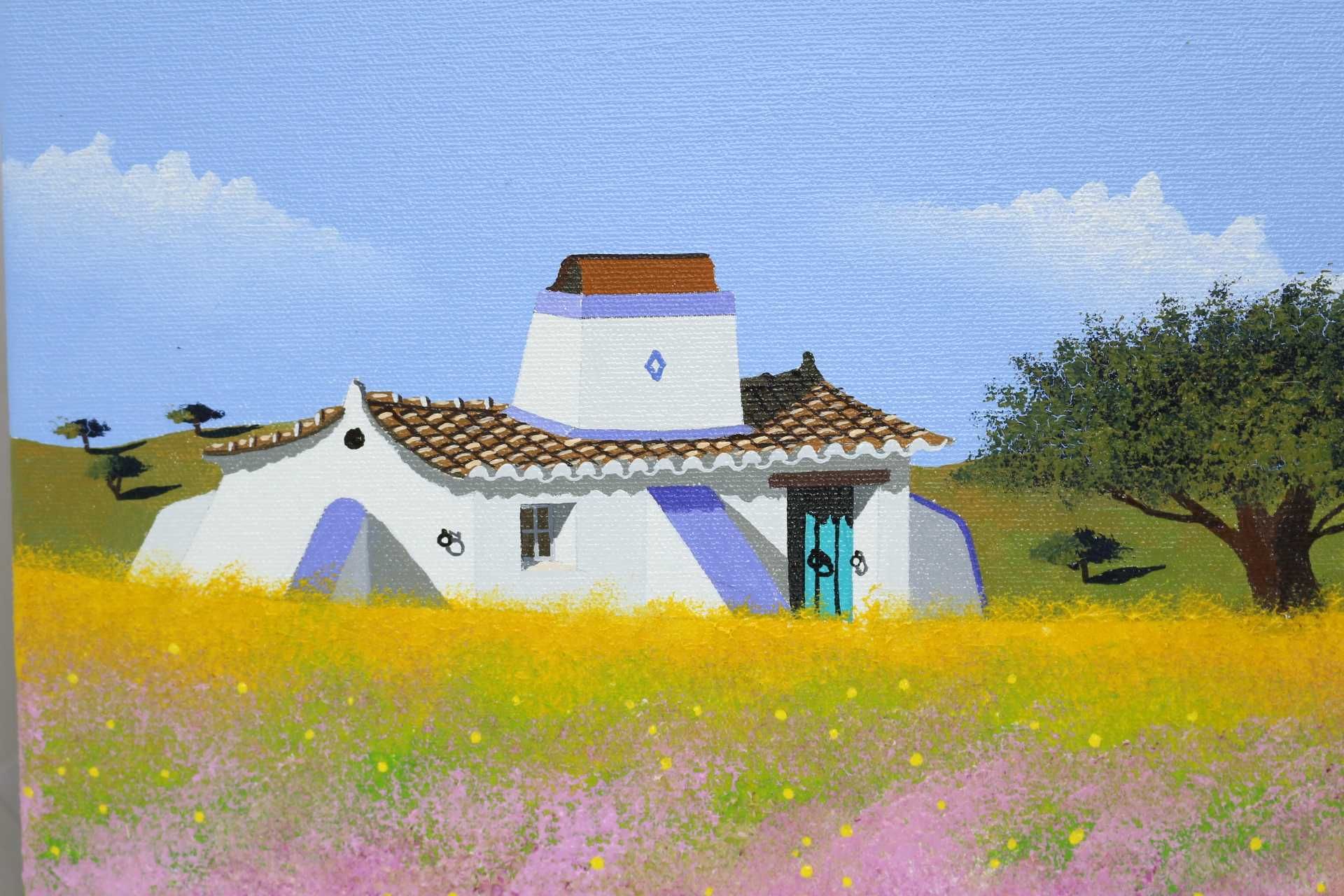 Pedro Buisel Original Pintura a Óleo s/ tela "Além-Tejo…Rosa"