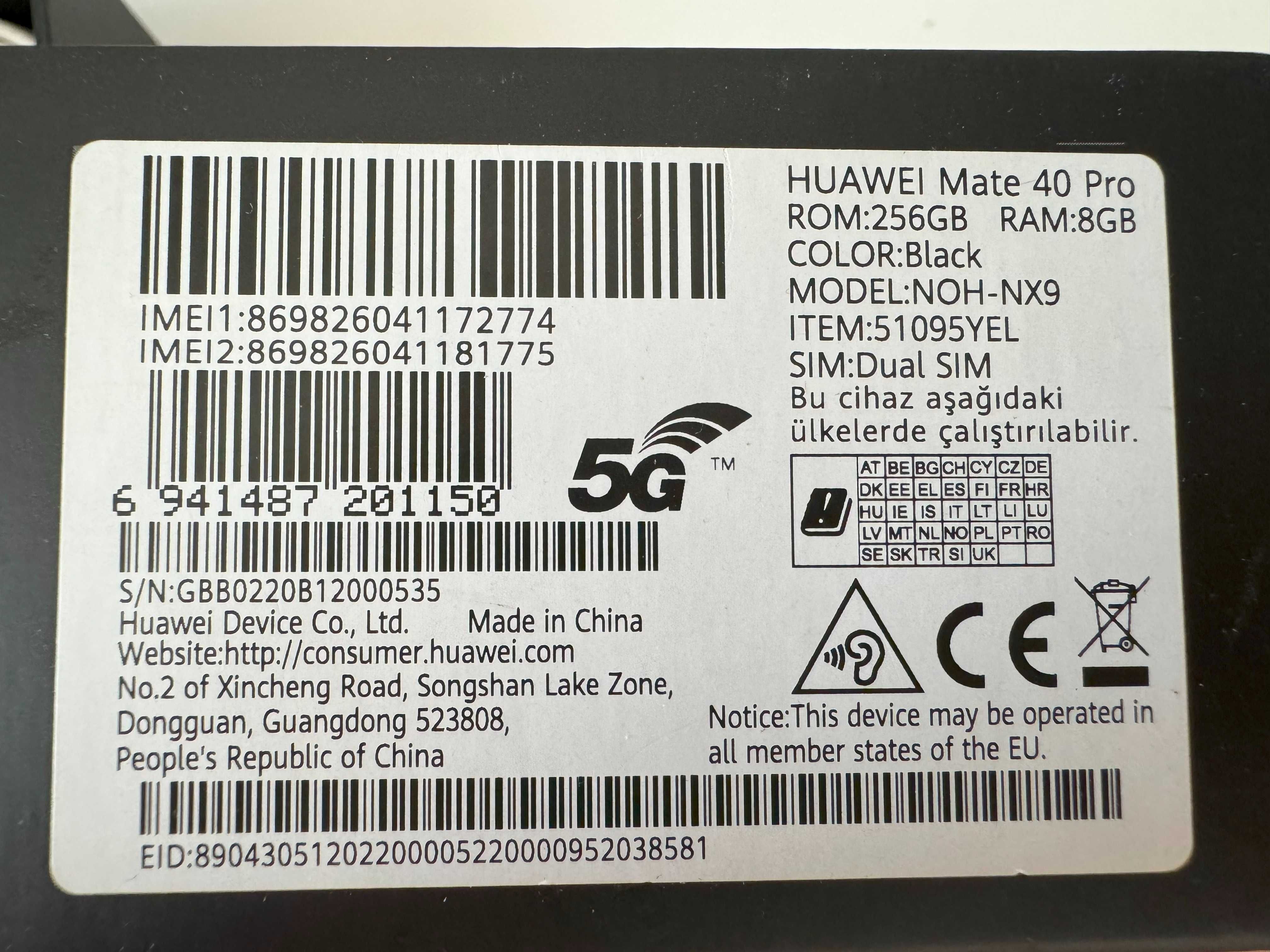 Telefon Huawei Mate 40 PRO - komplet 8GB/256GB