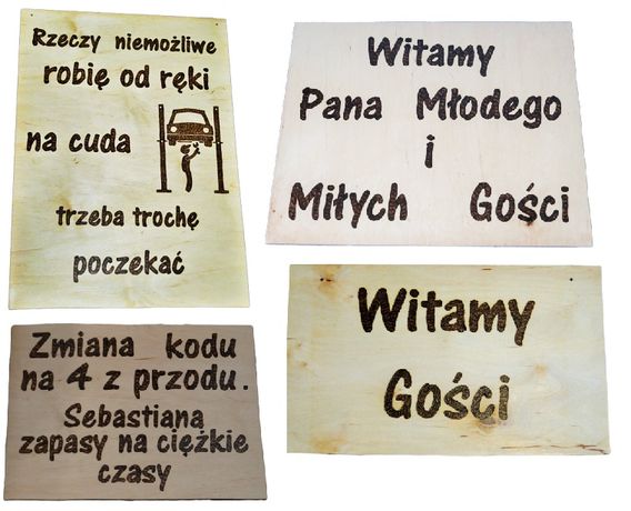 Drewniane tabliczki z dowolnym napisem