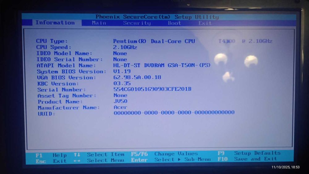 Ноутбук Acer без жорсткого диска