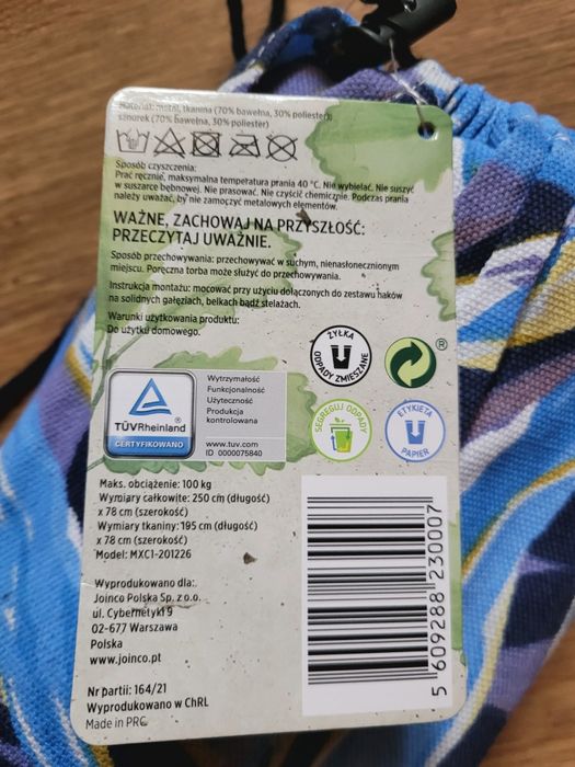 Hamak gardenic nowy z hakami montażowymi