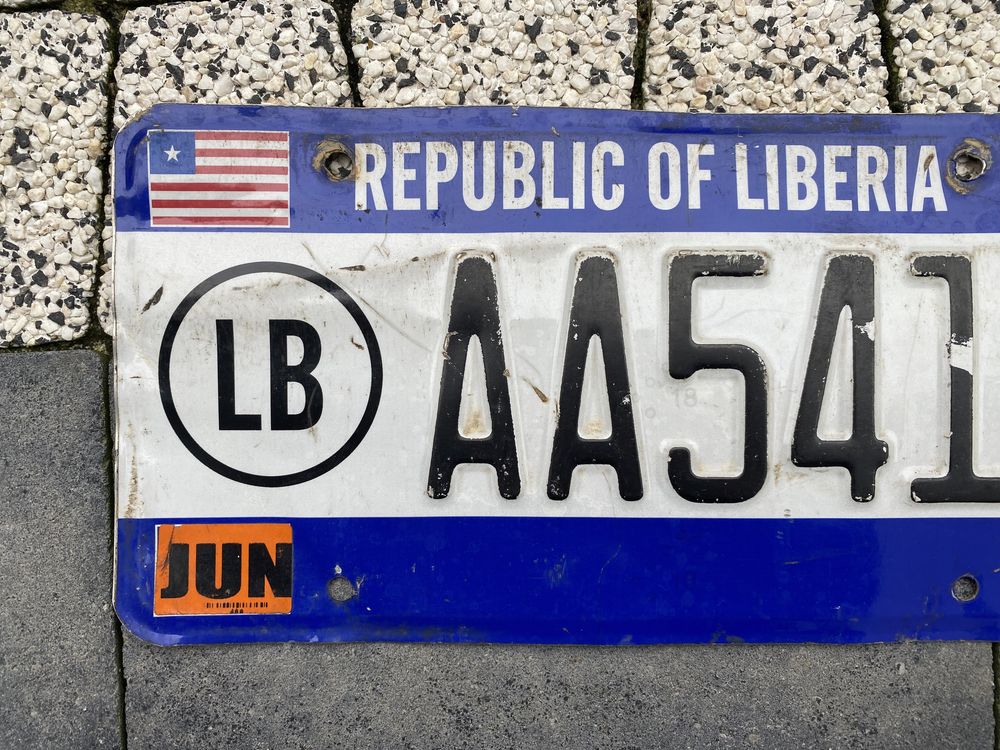 Liberia tablica rejestracyjna z Afryki