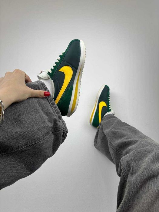 Чоловічі кросівки Nike Cortez зелений з жовтим ТОП НОВИЗНА