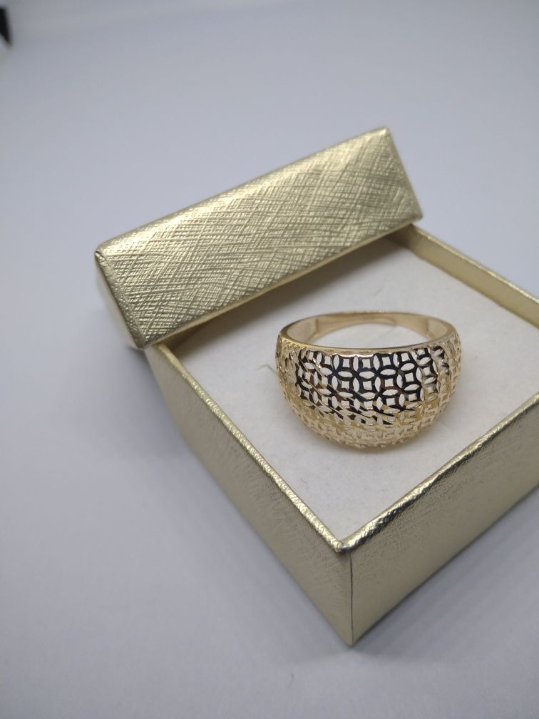 Złoty ażurowy pierścionek złoto 585 R19   91