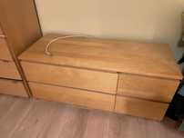 Zestaw mebli IKEA Malm, okleina dębowa, komody, słupki plus biurko