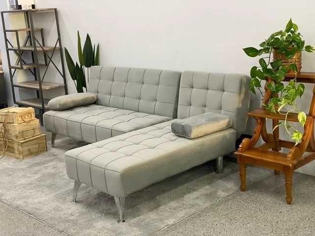 sofá cama cinza chaise longue NOVO!