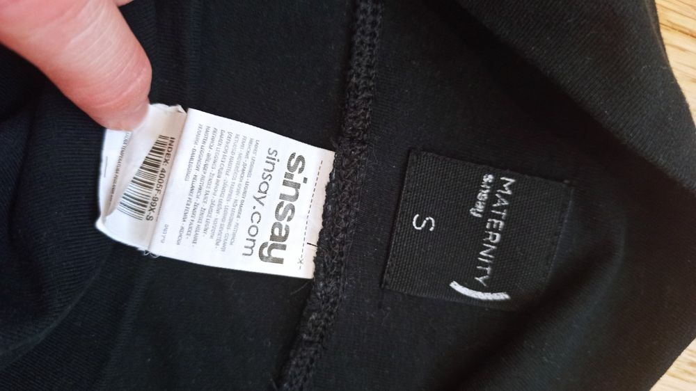 Czarne bawełniane legginsy ciążowe Sinsay S