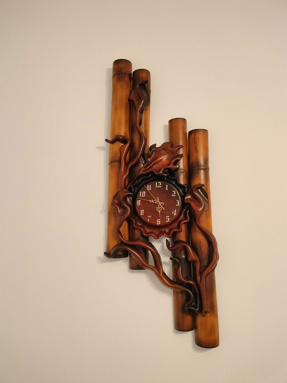Nowy Zegar skórzany z bambusem