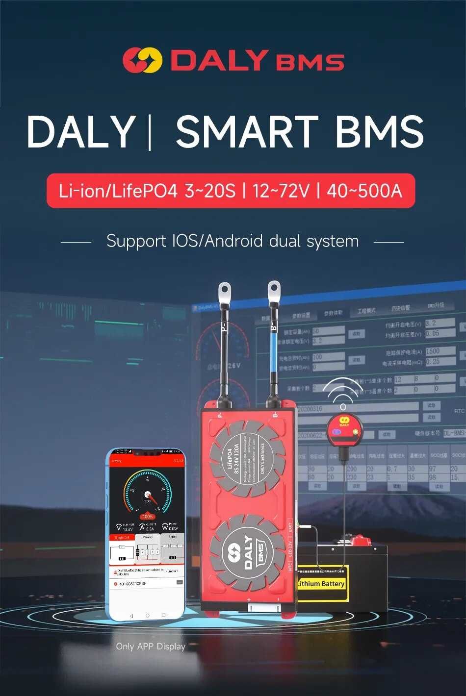 Продам абсолютно новую  Daly smart BMS LiFePO4 8S 24V 100A +Bluetooth