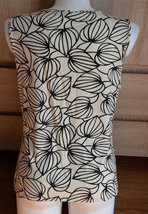 Bluzka bez rękawów beżowa we wzory kwiaty ciążowa mama 42 44