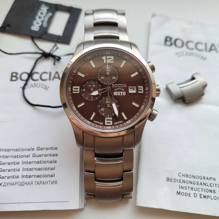 Zegarek tytanowy Boccia Titanium Outside sappchire crystal 40mm 10bar