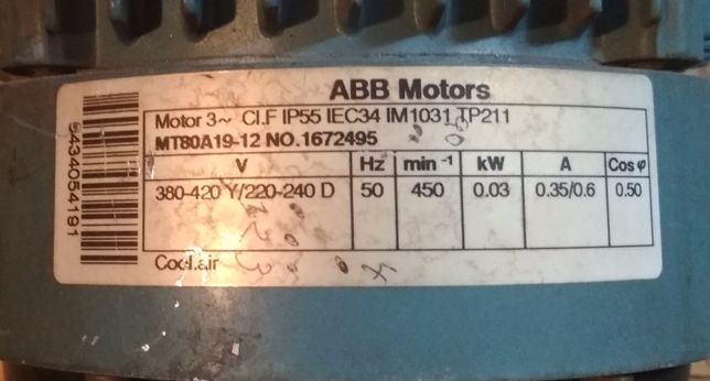 Електромотор ABB motors MT80A19-12 220/380 V