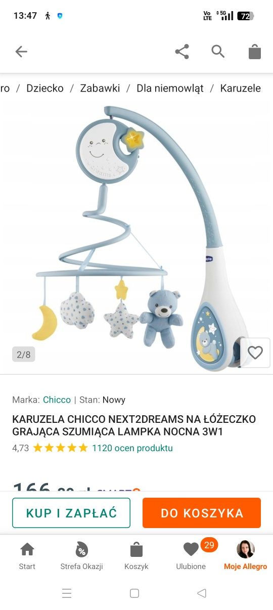 Karuzela do łóżeczka stan jak nowy