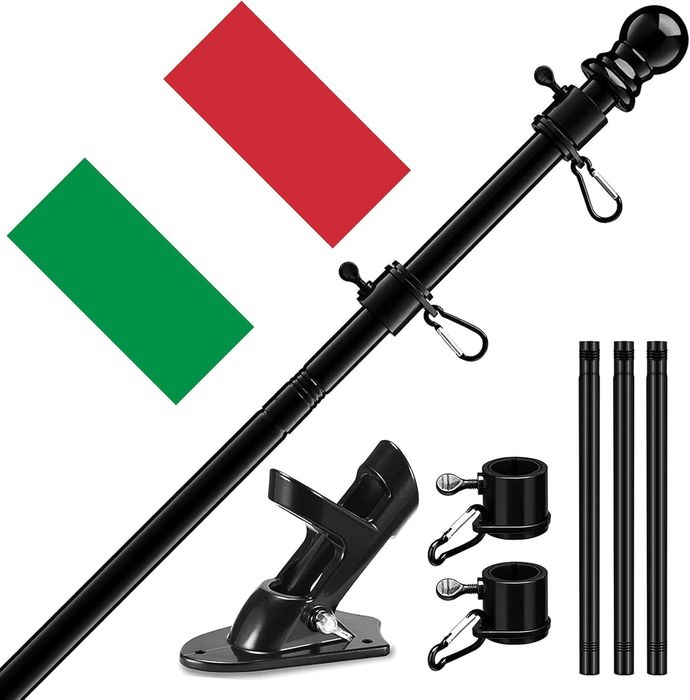 Czarny Maszt 150 cm z Flagą Włoch 150x90 cm
