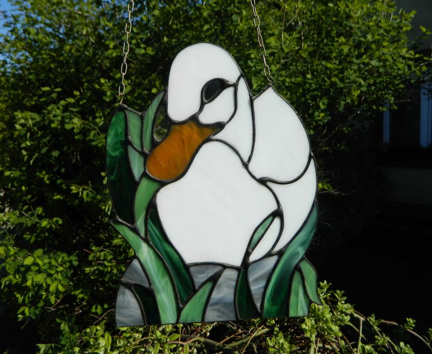 WITRAŻ kaczka * dekoracja na okno OBRAZ ze szkła FOLK sielskie klimaty