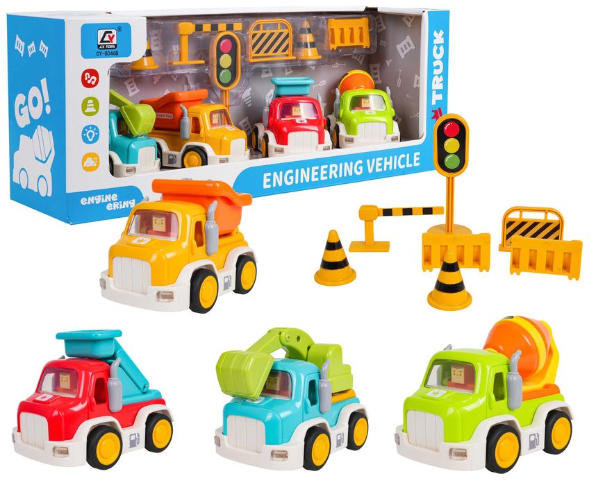 Zestaw Autek Budowlanych z Funkcją Dźwięku i Świateł ZAU.CY-8046B