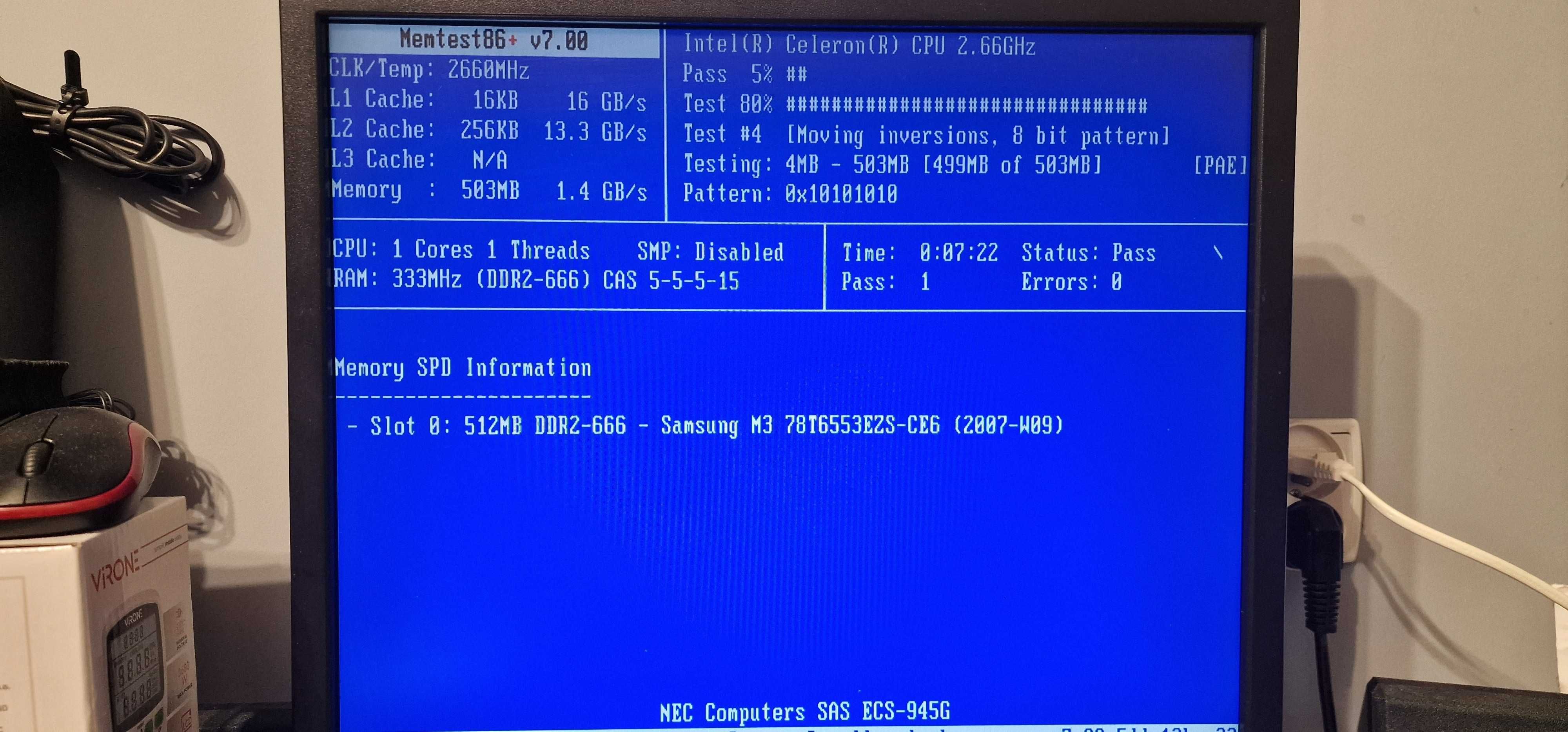 Płyta ECS 945GCT-NM 512MB DDR2 Celeron 2,66G pod XP