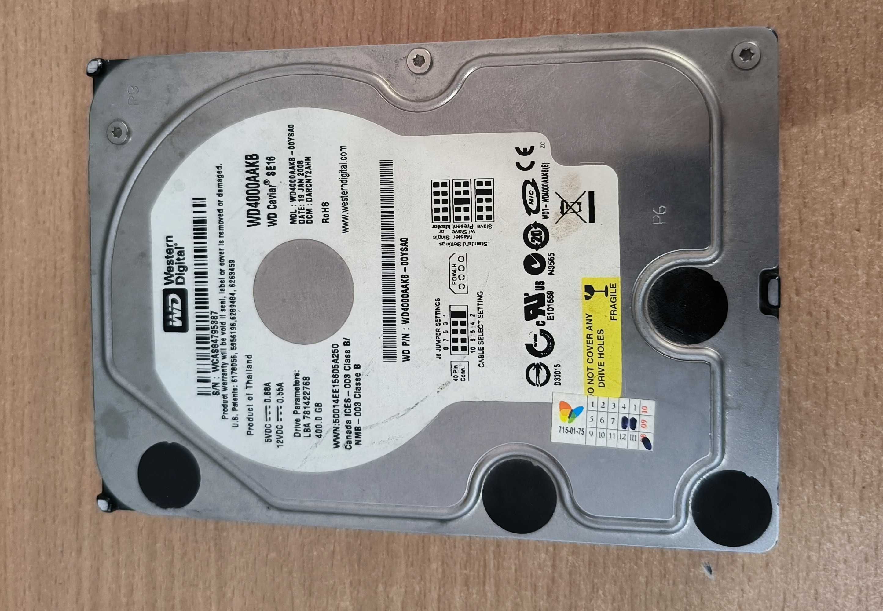Продам жёсткий диск IDE Western Digital 400GB WD4000AAKB