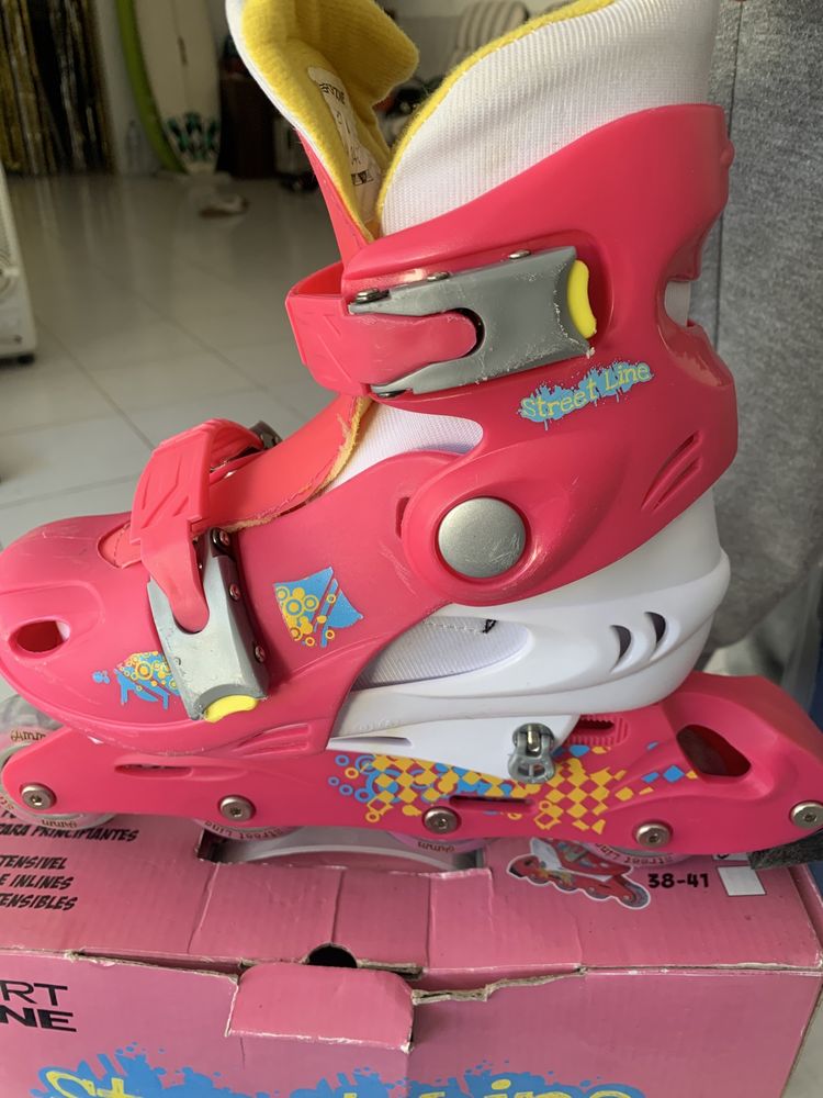 Patins em linha de menina como novos