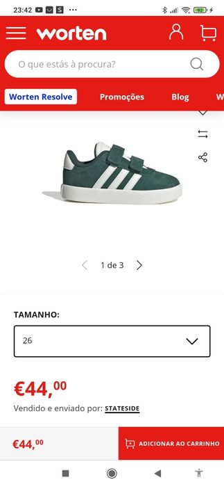 Sapatilhas vl court tamanho 26