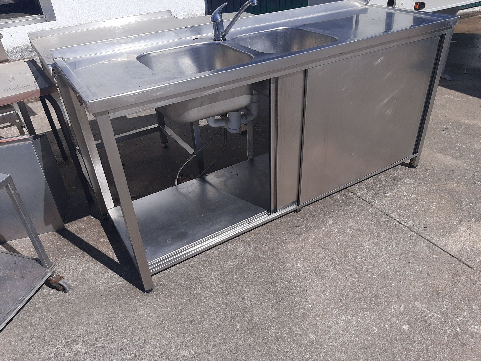 Bancada lava louças 2 cubas  em inox